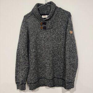 Fjallraven Mens Lada Henley Sweater Wool Blend Grey Size L